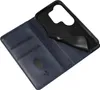 A blue leather flip phone case with card slots and a black inner holder for a phone. Produktbild-Vorschau