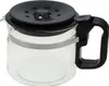 A clear glass coffee pot with a black lid and handle, set against a white background. Anteprima dell’immagine prodotto