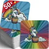 50 Bierdeckel Einhorn, bunt quadratisch, Geburtstag Party Produktbild-Vorschau 1