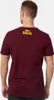Back view of a man wearing a burgundy t-shirt with a gold logo on the back. Produktbild-Vorschau