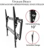 A TV wall mount is shown with close-up details of its adjustable features and a description of its slim design. Náhled obrázku produktu
