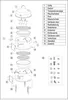 An exploded diagram of a smoker grill with numbered parts and a key. Produktbild-Vorschau