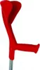 A red forearm crutch against a white background. Produktbild-Vorschau