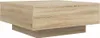 A square coffee table with a wood grain texture.