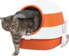A cat is partially emerging from a modern, enclosed cat litter box. Náhled obrázku produktu
