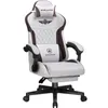 A white and brown gaming chair with a headrest and lumbar support, shown from the front on a white background. Náhled obrázku produktu