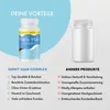 A comparison of 'Shiny Hair Complex' with 'other products', highlighting benefits of the former and drawbacks of the latter. Produktbild-Vorschau