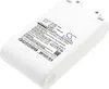 A white lithium-ion battery pack with a label containing product information and warnings. Náhled obrázku produktu