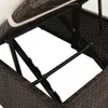 Close-up view of the internal mechanism of an open storage box, likely a garden storage bench or lounge chair, made of brown rattan material. Produktbild-Vorschau