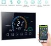 A smart thermostat and a smartphone displaying a smart home app. Produktbild-Vorschau