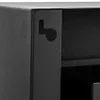 A close-up view of a black metal bracket with a hook-shaped cutout. Produktbild-Vorschau