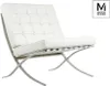 A white leather armchair with a polished steel frame, presented on a white background. Náhľad obrázku produktu