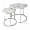 Couchtisch Rund aus Holz,Satztisch 2er Set,Imitation Marble Produktbild-Vorschau 4