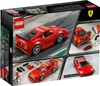 The back of a LEGO Speed Champions Ferrari F40 Competizione set box, showing multiple views of the assembled model and some accessories. Voir les images du produit
