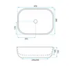 Technical drawing of a sink with dimensions. Anteprima dell’immagine prodotto