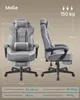 A size chart for a gaming chair, showing dimensions and weight recommendations. Produktbild-Vorschau