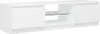 A white TV stand with two cabinets and an open shelf with a glass shelf. Produktbild-Vorschau