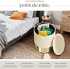 Pouf coffre de rangement aspect velours SARINA - crème Voir les images du produit 3