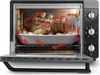 A roast is cooking in a toaster oven, with red arrows indicating airflow. Produktbild-Vorschau