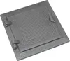 A cast iron revision door with hinges and a textured surface, presented on a white background. Produktbild-Vorschau