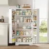 A white kitchen cabinet filled with various food items and kitchenware, placed in a well-lit room with a window in the background. Anteprima dell’immagine prodotto