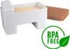 A white butter dish with a wooden lid and a BPA-free logo. Podgląd zdjęcia produktu