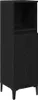 A black wooden cabinet with a shelf and a door, standing on four legs. Náhled obrázku produktu