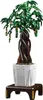 A Lego-style money tree in a white pot on a dark brown stand. Produktbild-Vorschau