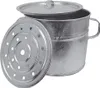 A galvanized metal pot with a lid and a perforated insert. Anteprima dell’immagine prodotto