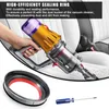 A hand holding a vacuum cleaner part over a car seat, with a sealing ring and a screwdriver in the foreground. Produktbild-Vorschau