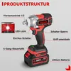 A diagram showing the structure of a cordless impact wrench with labels in German. Podgląd zdjęcia produktu