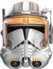 A close-up front view of a Star Wars Clone Commander Cody helmet. Produktbild-Vorschau