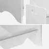 A collage of close-up shots of a white storage shelf unit. Produktbild-Vorschau