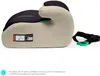 A beige and black car seat booster with a green strap attachment. Náhľad obrázku produktu