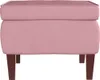 A pink velvet ottoman with wooden legs, shown from the front. Náhľad obrázku produktu