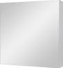 A product shot of a white, high-gloss bathroom cabinet with a mirror. Produktbild-Vorschau