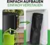 A split image showing a water barrel on the left and the same barrel folded and stored in a bag on the right, with an arrow indicating the transition. Voir les images du produit