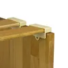 Close-up view of beige plastic lattenhalter (slat holders) attached to wooden bed slats. Produktbild-Vorschau