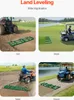 A collage of four images showing a land leveling tool being used in different environments: soil, slope, sand, and gravel. Each image depicts a vehicle pulling the tool. Produktbild-Vorschau