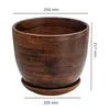Pot en céramique rond avec soucoupe brun foncé 25 cm Voir les images du produit 3