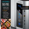 A close-up view of a toaster's touch panel and control interface, with a list of functions and icons. Produktbild-Vorschau