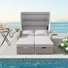 Garten-Loungesofa 2-Personen mit Sonnendach - Polyrattan Produktbild-Vorschau 6