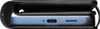 A close-up view of the bottom edge of a smartphone inside a black wallet case, showing the USB-C port and speaker grille. Produktbild-Vorschau