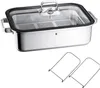 A stainless steel steamer pot with a glass lid and two metal racks. Náhľad obrázku produktu