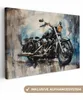 MuchoWow® - Leinwandbilder - Motorrad - Fahrrad - Blau - Produktbild-Vorschau 1