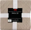 A folded bedspread or throw is shown, wrapped with white ribbon, with a product label attached. Podgląd zdjęcia produktu