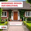 A house entrance with a pathway and garden lights. Produktbild-Vorschau