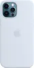 A light blue iPhone case with the Apple logo in the center. Produktbild-Vorschau