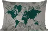 MuchoWow® Outdoor Kissen - Weltkarte - Blumen - Pflanzen - Produktbild-Vorschau 1