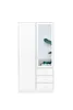 A white wardrobe with a mirrored door and three drawers. Produktbild-Vorschau